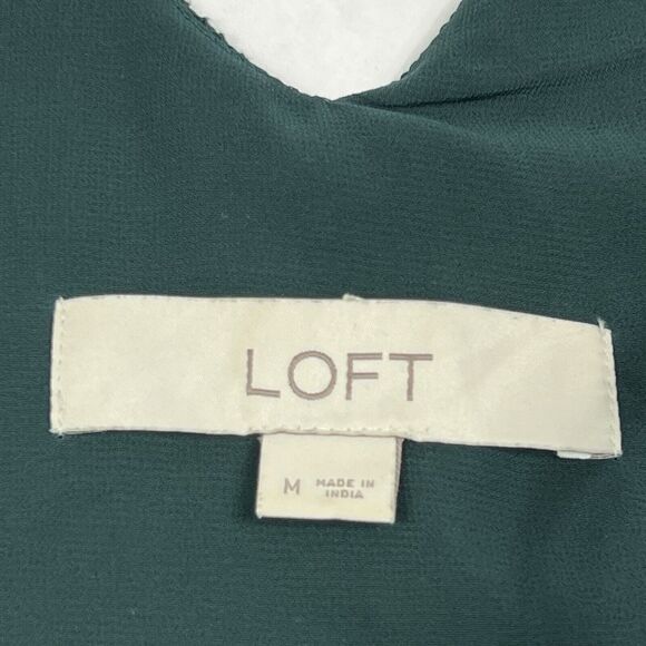 LOFT Emerald Green Floral Embroidered V-Neck Strappy Lined Cami Top Women Medium - Picture 9 of 11